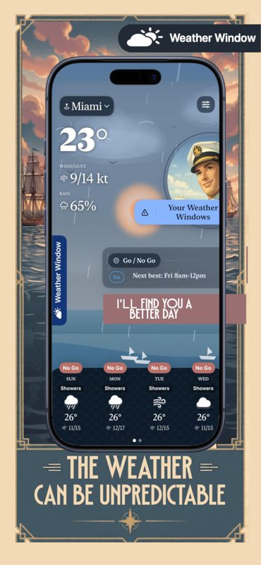 Weather Window screenshot showing rain-related planning